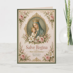 Cartão Rubor Marian Salve Regina Devocional Católico