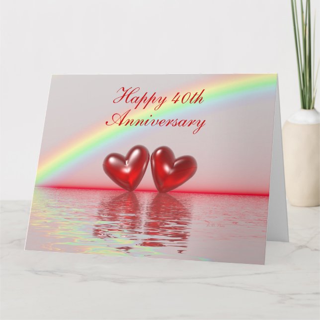 Cartão Ruby Hearts do 40º aniversário (Frente)