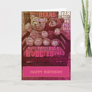 Cartão Ruby Red Teddy Bear Buddies Word Cloud Card