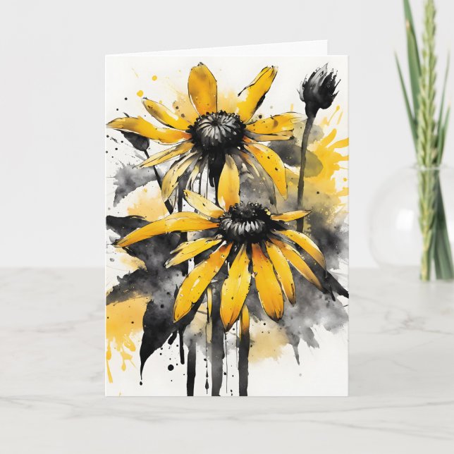Cartão Rudbeckia - Watercolor flowers (Frente)