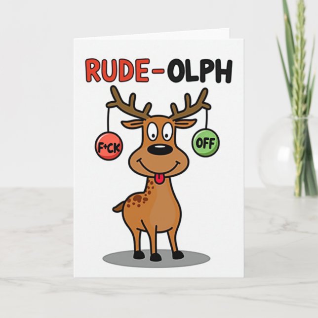 Cartão Rude Olph Adult Christmas Humor Card (Frente)