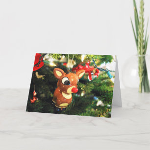 Cartão Rudolph, a rena vermelha saudação de Natal