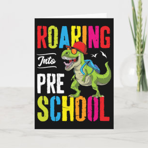 Cartão Rugindo na Pré-Escola Professor de Dinossauros Pré