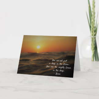 Cartão Rumi fala sobre a vida. Você não é só uma gota...