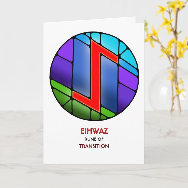 Cartão Rune Eihwaz – Transição - Art Nouveau (Flor Amarela)