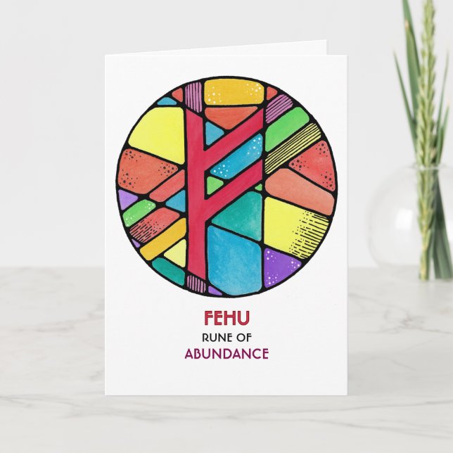 Cartão Rune Fehu - Abundance - Art Nouveau (Frente)