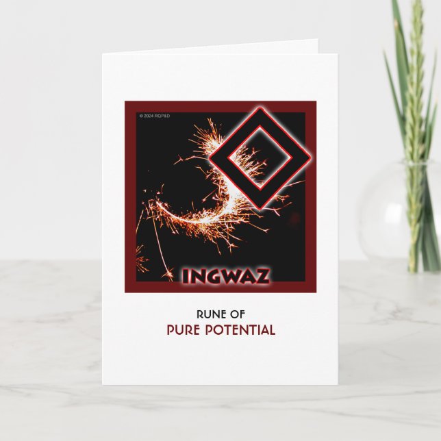 Cartão Rune Ingwaz - Potencial Puro - Faíscas (Frente)