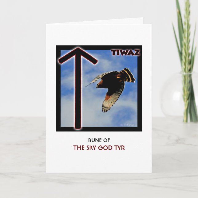 Cartão Rune Tiwaz - Sky God Tyr - Hawk (Frente)
