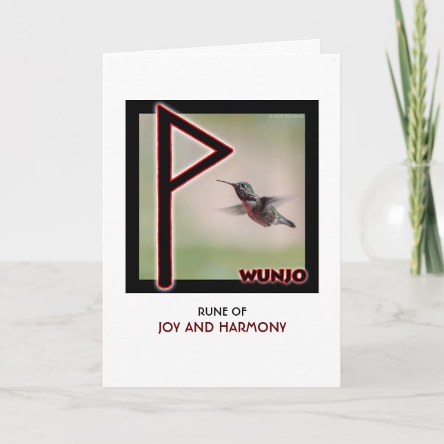 Cartão Rune Wunjo - Joy & Harmony - Hummingbird (Frente)