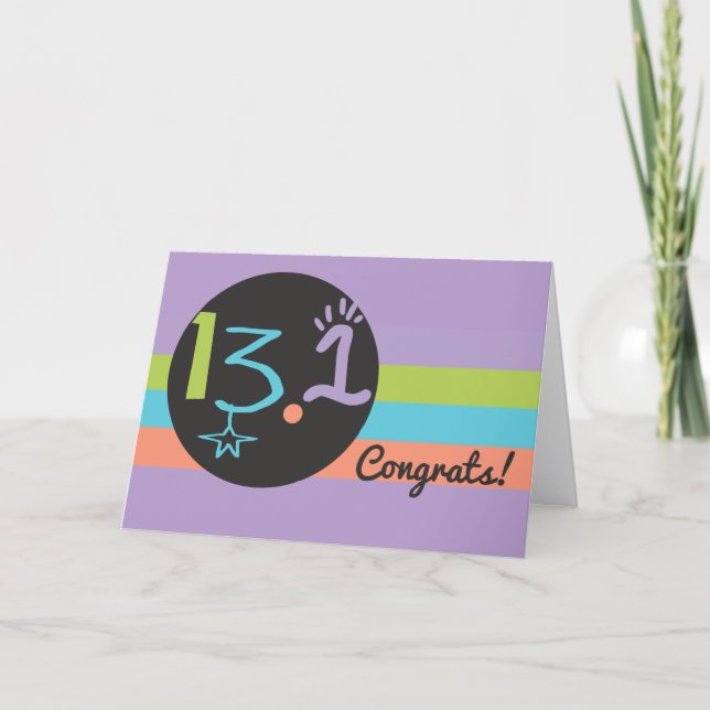 Cartão Runner Parabéns Eclectic 13.1 Marathon (Frente)