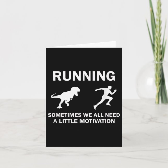 Cartão Running Motivation Raptor Chase Funny Dinosaur  (Frente)