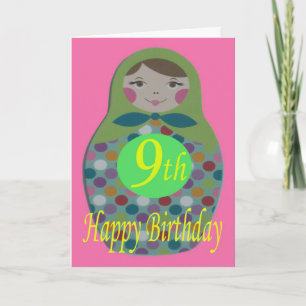 Cartão Rússia Dolly Happy 9.º Aniversário