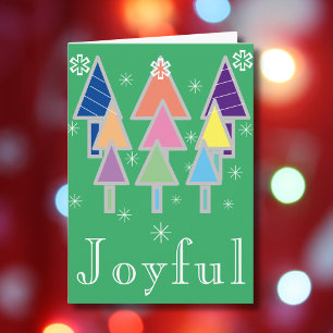 Cartão Russo, Joyful Holiday Script Name Green Christmas
