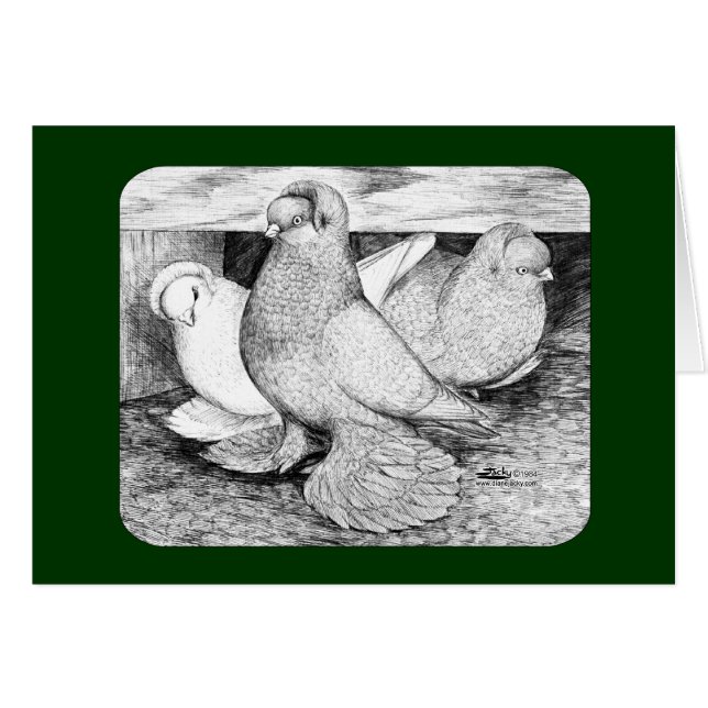 Cartão Russo Tumbler Pigeons 1984 (Frente horizontal)