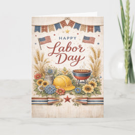 Cartão Rustic Americana Happy Labor Day
