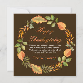 Cartão Rustic Autumn Fall Leaves Square Thanksgiving 