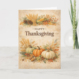 Cartão Rustic Autumn Harvest Happy Thanksgiving
