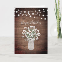 Rustic Baby's Breath Lights Mason Jar Birthday