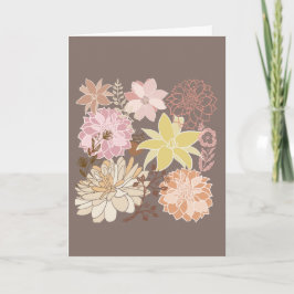 Cartão Rustic Boho Asphalt Floral Pattern