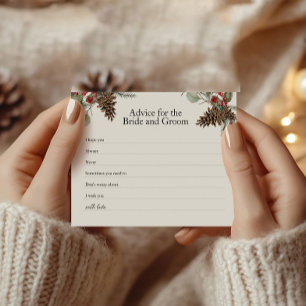 Cartão Rustic Bridal Advice   Xadrez e pinecones