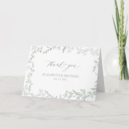 Cartão Rustic Chic Sage Green Leafy Foto: Obrigado