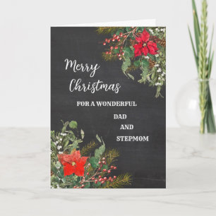 Cartão Rustic Dad and Stepmom Merry Christmas