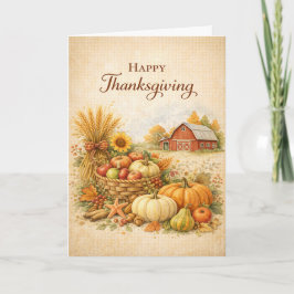 Cartão Rustic Farmhouse Happy Thanksgiving Harvest 