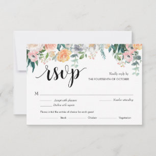 Cartão Rustic Floral Dusk Wedding Response (refeiç