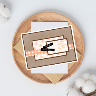 Cartão Rustic Floral Light Orange Birthday