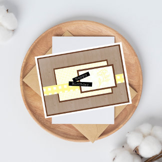 Cartão Rustic Floral Light Yellow Birthday