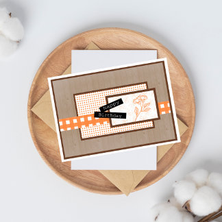 Cartão Rustic Floral Orange Birthday