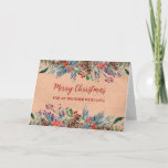 Cartão Rustic Foliage Brother Felry Natal<br><div class="desc">Feliz Natal para um cartão irmão com um padrão de papel de vintage rústico e folhagem de floresta de aquarelas.</div>