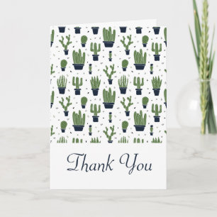 Cartão Rustic Green Cactus Desert Pattern Thank You