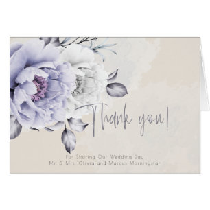 Cartão Rustic Lilac e Alabaster Peony Floral Obrigado