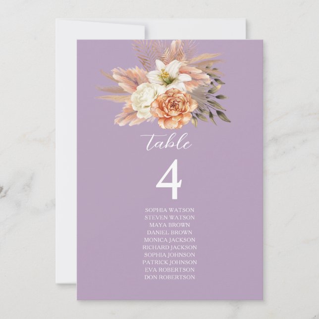 Cartão Rustic Peach Wedding Seating Chart (Frente)