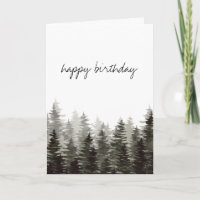 Rustic Pine Trees Happy Birthday