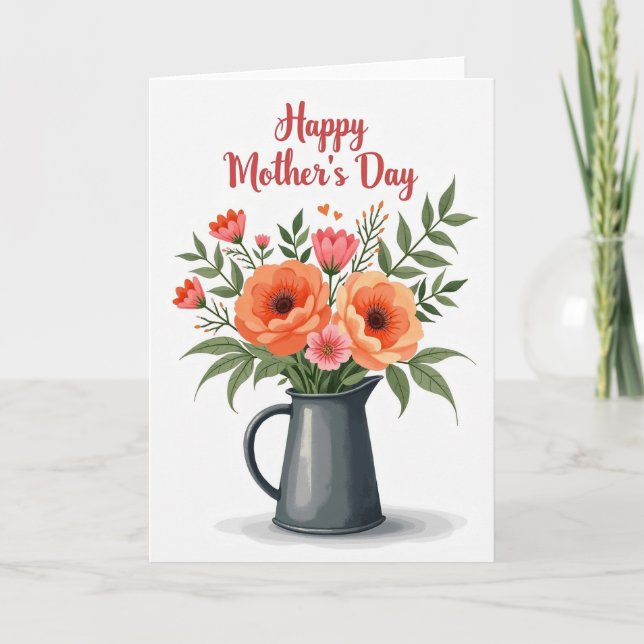 Cartão Rustic Pitcher Mothers Day Card (Frente)