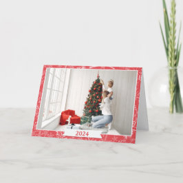 Cartão Rustic Red Photo Holiday