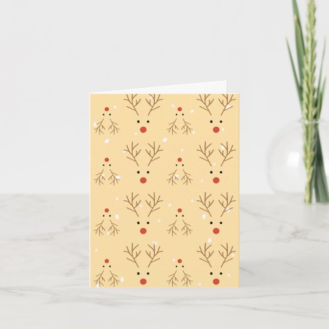 Cartão Rustic Reindeer Pattern Christmas Card (Frente)