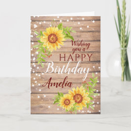 Cartão Rustic Sunflower Happy Birthday Floral