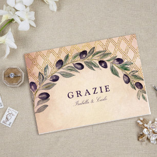 Cartão Rustic Tuscan Olive Branches Wedding