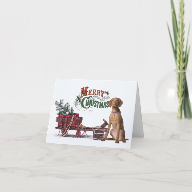 Cartão Rustic Viszla Natal (Frente)