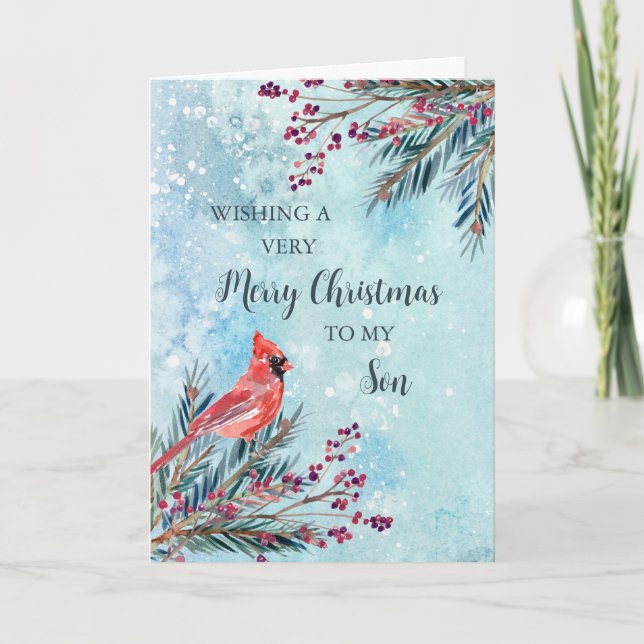 Cartão Rustic Watercolor Son Felry Natal (Frente)