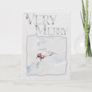 Cartão Rustic Watercolor Winter Berry Christmas