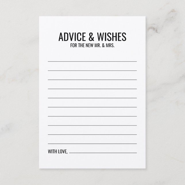 Cartão Rustic Wedch Advice and Wish Card (Frente)