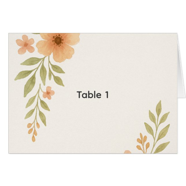 Cartão Rustic Wildflower Wedding Table Number (Frente Horizontal)