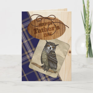 Cartão Rustic Wood and Plaid Fathers Day Card