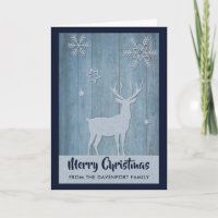 Rustic Wood Blue Reindeed Natal