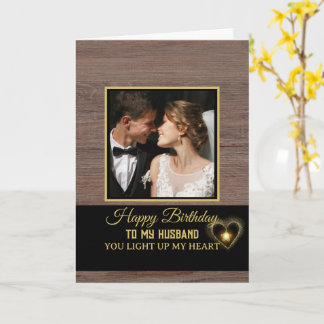 Cartão Rustic Wood Grain Happy Birthday to My Husband 