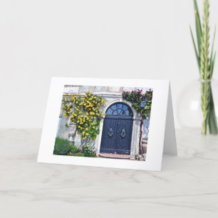 CARTÃO RUSTIC WOODEN DOOR WITH YELLOW AND RED ROSES